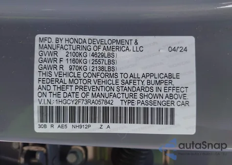 2024 Honda Accord Hybrid Sport-L z USA, uszkodzony, nr VIN 1HGCY2F73RA057842